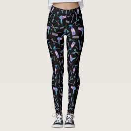 Waterverf Hairdresser Patroon Leggings