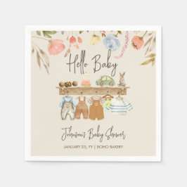 Waterverf Hallo Baby Boho Nursery Baby shower Servet