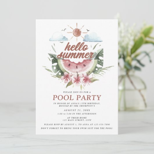 Waterverf Hallo Kaart (Staand voorkant)