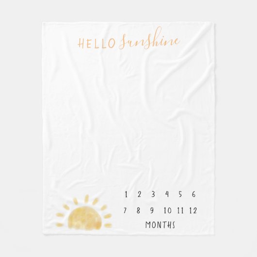 Waterverf "Hallo Sunshine" Baby Milestone Fleece Deken (Voorkant)