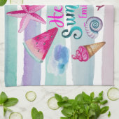 Waterverf Hallo zomerstaven Theedoek (Gevouwen)