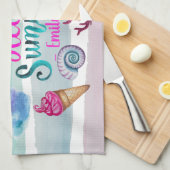 Waterverf Hallo zomerstaven Theedoek (Quarter Fold)