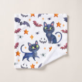 Waterverf Halloween afbeelding met zwarte katten Bad Handdoek (Wasdoekje)