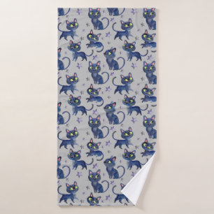 Waterverf Halloween afbeelding met zwarte katten Badhanddoek