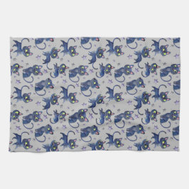 Waterverf Halloween afbeelding met zwarte katten Theedoek