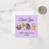 waterverf halloween baby shower dank u paars notitiekaartje (Voorkant / Achterkant in situ)
