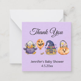 waterverf halloween baby shower dank u paars notitiekaartje