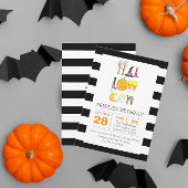 Waterverf Halloween Black en White Birthday Kaart
