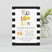 Waterverf Halloween Black en White Birthday Kaart (Staand voorkant)