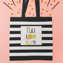 Waterverf Halloween Black en White Tote Bag