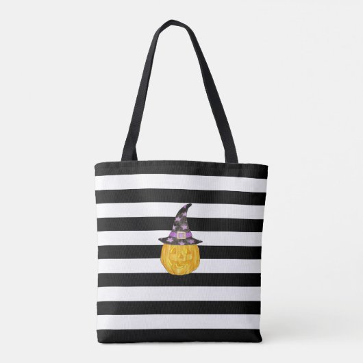 Waterverf Halloween Black en White Tote Bag (Achterkant)