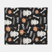 Waterverf Halloween Boo Ghost en Pumpkins Black Fleece Deken (Voorkant (Horizontaal))