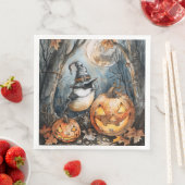 Waterverf Halloween Chickadee voor Decoupage Servet (Insitu)