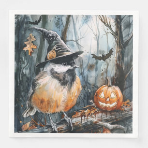 Waterverf Halloween Chickadee voor Decoupage Servet