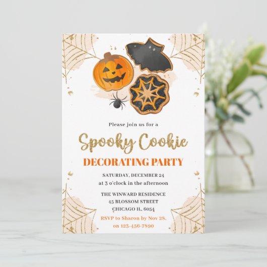 Waterverf Halloween Cookie Decorting Party Kaart (Staand voorkant)