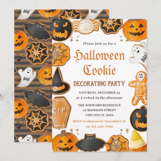 Waterverf Halloween Cookie Decorting Party Kaart (Voorkant / Achterkant)