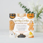 Waterverf Halloween Cookie Decorting Party Kaart (Staand voorkant)