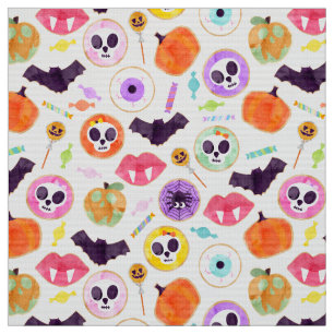 Waterverf Halloween Cookies Spooky Patroon Stof