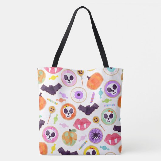 Waterverf Halloween Cookies Spooky Pattern Tas B (Achterkant)