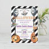 Waterverf Halloween Costume Party Uitnodiging (Staand voorkant)