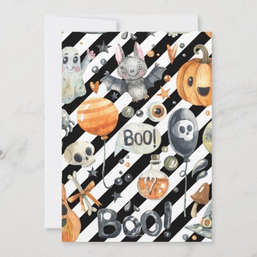 Waterverf Halloween Costume Party Uitnodiging (Achterkant)