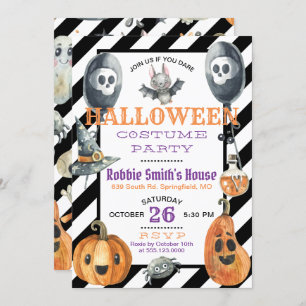 Waterverf Halloween Costume Party Uitnodiging