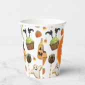 Waterverf Halloween Cupcakes en snoep Monogram Papieren Bekers (Rechts)