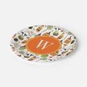 Waterverf Halloween Cupcakes en snoep Monogram Papieren Bordje (Gekanteld)