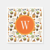 Waterverf Halloween Cupcakes en snoep Monogram Servet (Voorkant)