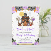 Waterverf Halloween Dieren Verjaardagsfeest Kaart (Staand voorkant)