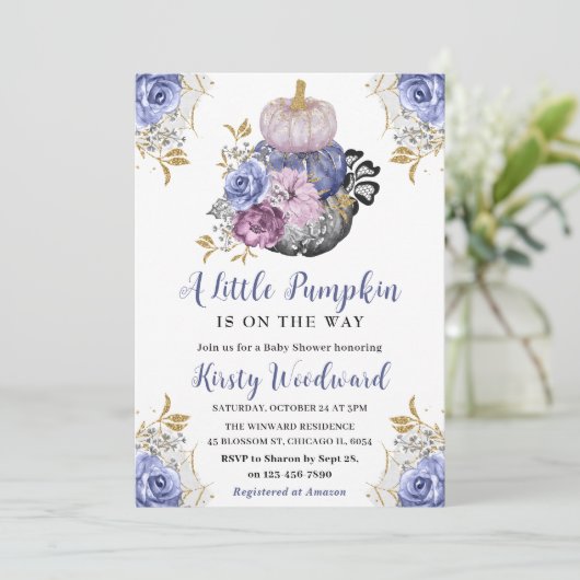Waterverf Halloween Floral Pumpkins Baby shower Kaart (Staand voorkant)