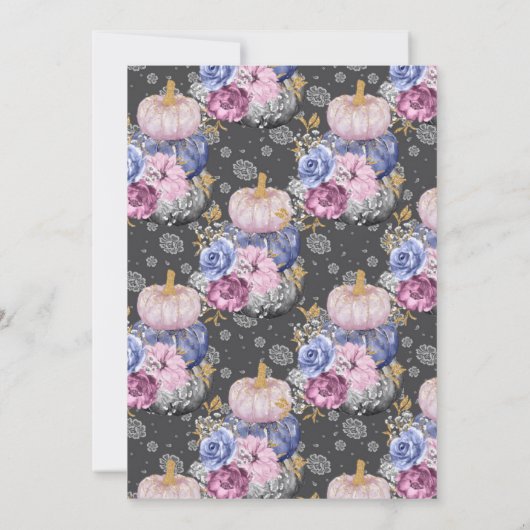 Waterverf Halloween Floral Pumpkins Baby shower Kaart (Achterkant)