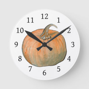 Waterverf Halloween Harvest Pumpkin Ronde Klok