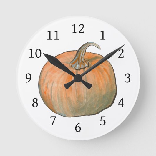 Waterverf Halloween Harvest Pumpkin Ronde Klok (Voorkant)