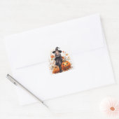 Waterverf Halloween Heks met Pompoenen Vierkante Sticker (Envelop)