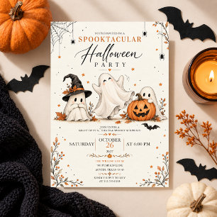 waterverf halloween heksenhoed pompoen feest kaart