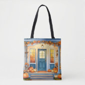 Waterverf Halloween Herfst Pompoenen Herfstbladere Tote Bag (Voorkant)