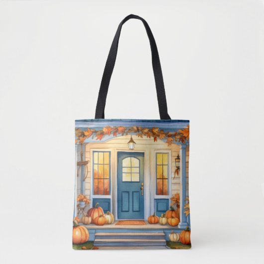 Waterverf Halloween Herfst Pompoenen Herfstbladere Tote Bag (Voorkant)