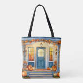 Waterverf Halloween Herfst Pompoenen Herfstbladere Tote Bag (Achterkant)