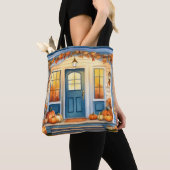 Waterverf Halloween Herfst Pompoenen Herfstbladere Tote Bag (Dichtbij)
