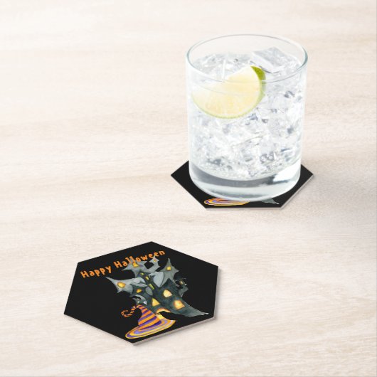 Waterverf Halloween House en Pet Kartonnen Onderzetters (Insitu)