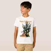 Waterverf Halloween House en Pet T-shirt (Voorkant volledig)