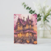 Waterverf Halloween Huis AI Kunst Briefkaart (Staand voorkant)