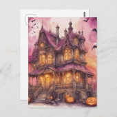Waterverf Halloween Huis AI Kunst Briefkaart (Voorkant / Achterkant)