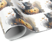 Waterverf Halloween Kitten In een Jack-o-lantaarn Cadeaupapier (Rol Hoek)