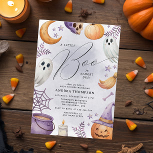 Waterverf Halloween Kleine Boe Baby Shower Kaart