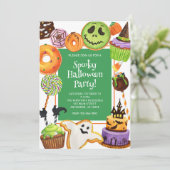 Waterverf Halloween koekjes en snoepjes feest Kaart (Staand voorkant)