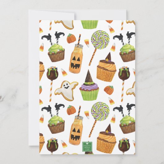 Waterverf Halloween koekjes en snoepjes feest Kaart (Achterkant)