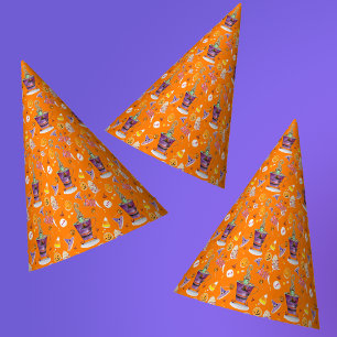 Waterverf Halloween-koekjes, snoep en heksen Feesthoedjes
