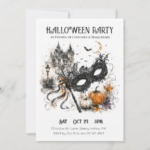 Waterverf Halloween Maskerade Kaart